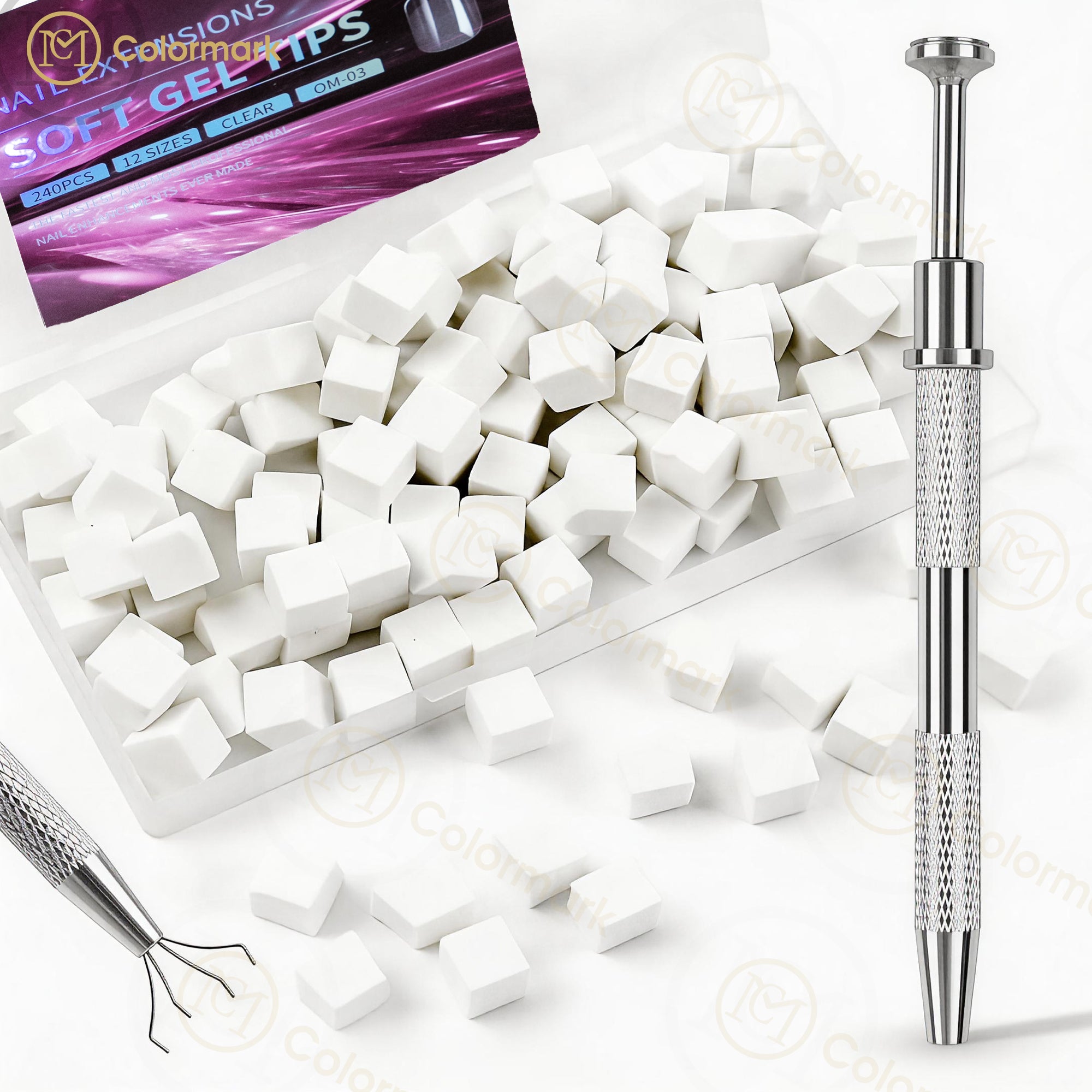 Mini Nail Art Small Square Nail Trimming Tool Set with Pat Cotton Sponge Grab Clip for Nail Art Shops