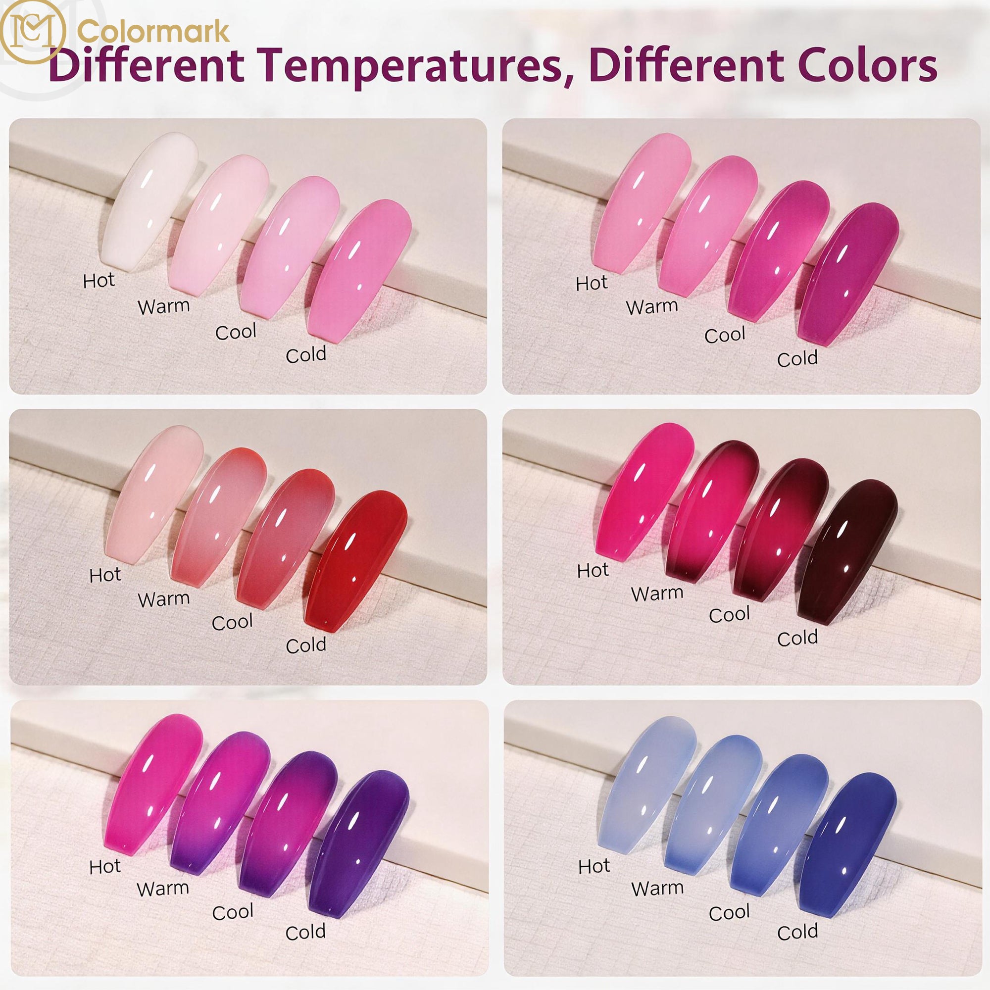 Nail Art Color Temperature Change LED Gel Polish Macaron Shimmer Mood Change Enamels Designer Bottle Non-Toxic Professional