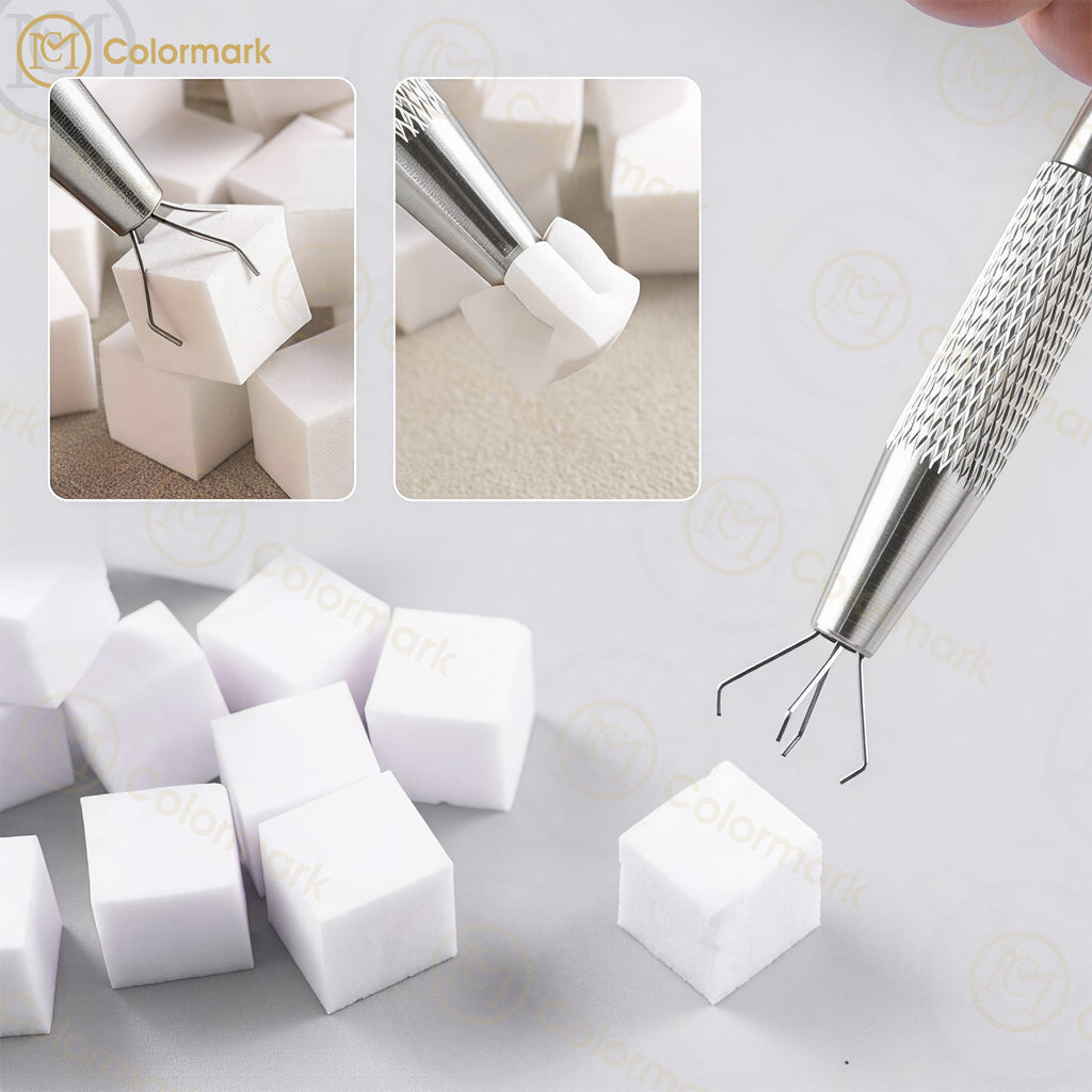 Mini Nail Art Small Square Nail Trimming Tool Set with Pat Cotton Sponge Grab Clip for Nail Art Shops