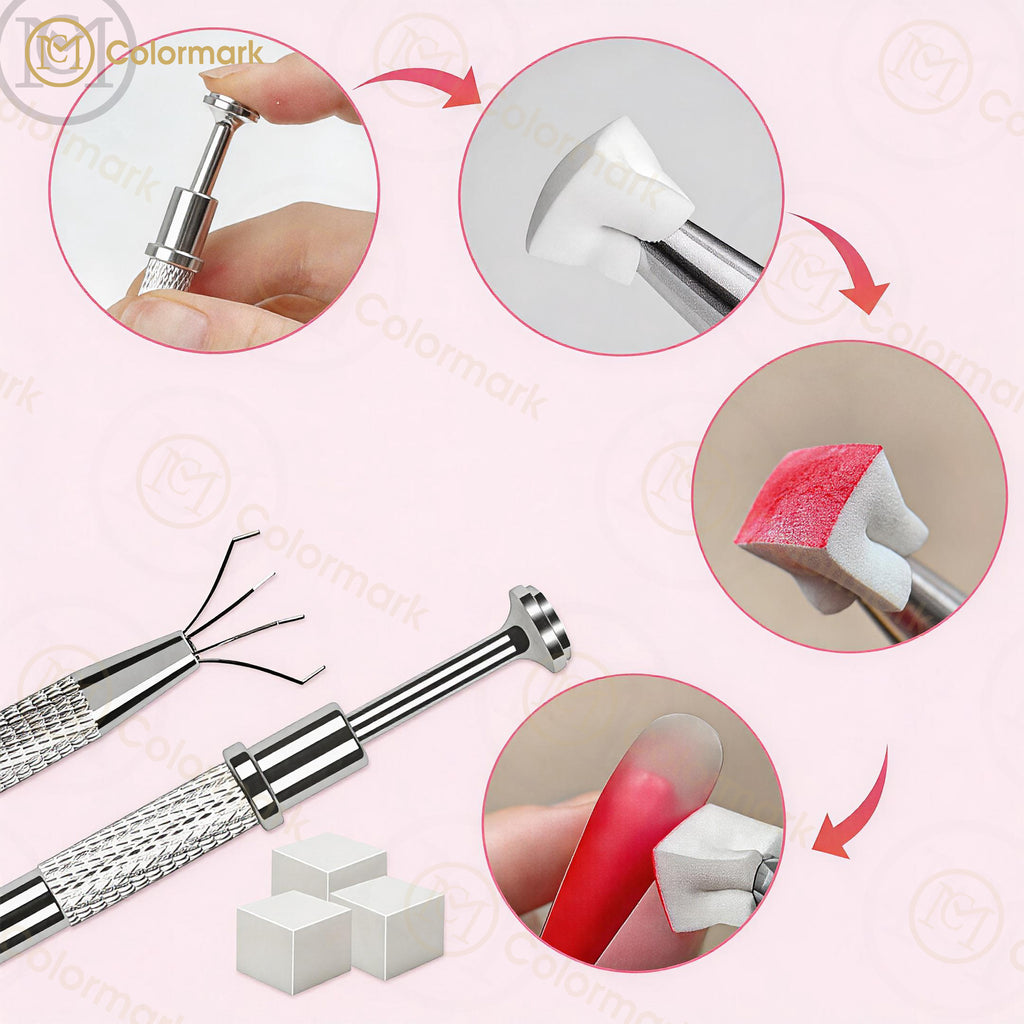Mini Nail Art Small Square Nail Trimming Tool Set with Pat Cotton Sponge Grab Clip for Nail Art Shops