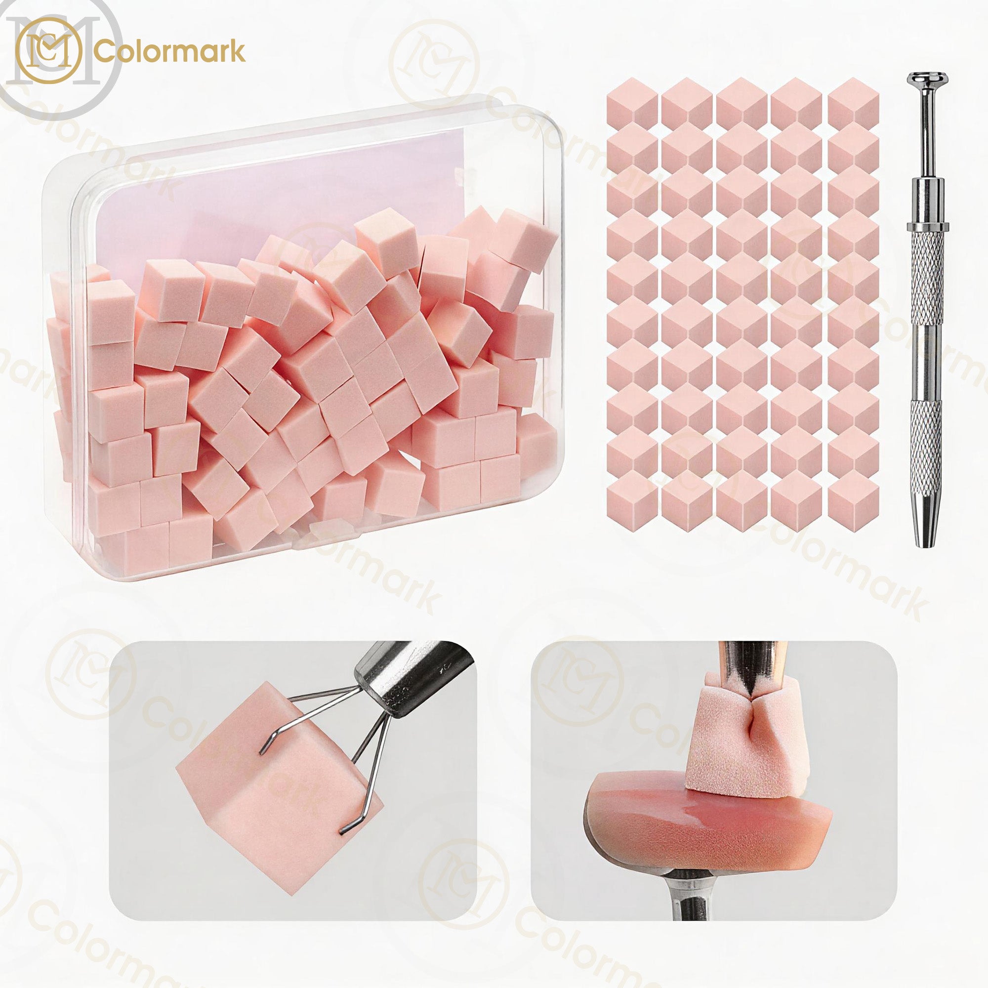 Mini Nail Art Small Square Nail Trimming Tool Set with Pat Cotton Sponge Grab Clip for Nail Art Shops