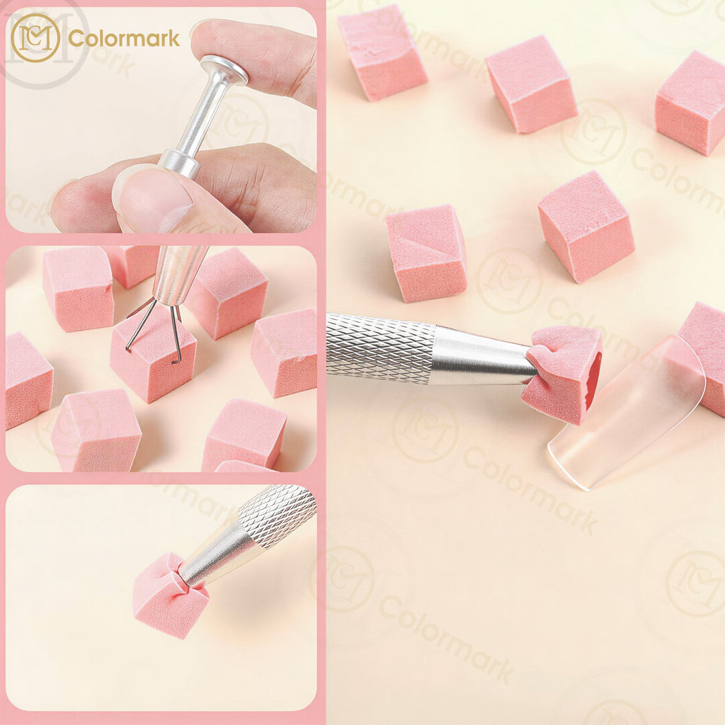Mini Nail Art Small Square Nail Trimming Tool Set with Pat Cotton Sponge Grab Clip for Nail Art Shops